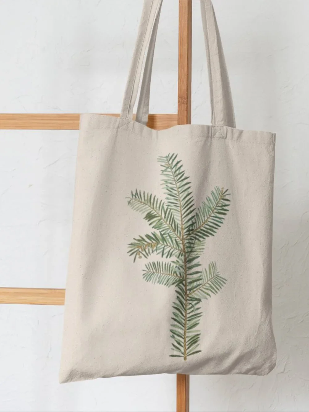 English Yew Vintage Botanical Print Graphic Canvas Tote Bag